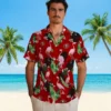 San Francisco 49ers Hawaiian Shirt - Flamingo Leaf Motif Red Aloha Shirt