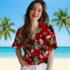 San Francisco 49ers Hawaiian Shirt - Flamingo Leaf Motif Red Aloha Shirt