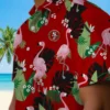 San Francisco 49ers Hawaiian Shirt - Flamingo Leaf Motif Red Aloha Shirt