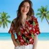 San Francisco 49ers Hawaiian Shirt - Flamingo Leaves Red Aloha Shirt