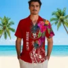 San Francisco 49ers Hawaiian Shirt - Floral Polynesian Red Aloha Shirt