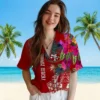 San Francisco 49ers Hawaiian Shirt - Floral Polynesian Red Aloha Shirt