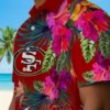 San Francisco 49ers Hawaiian Shirt - Floral Polynesian Red Aloha Shirt