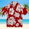 San Francisco 49ers Hawaiian Shirt - Hibiscus Blooms Red White Aloha Shirt