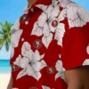 San Francisco 49ers Hawaiian Shirt - Hibiscus Blooms Red White Aloha Shirt