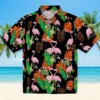 San Francisco Giants Hawaiian Shirt - Flamingo Foliage Orange Green Aloha Shirt