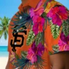 San Francisco Giants Hawaiian Shirt - Floral Polynesian Orange Aloha Shirt