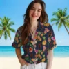 San Francisco Giants Hawaiian Shirt - Hibiscus And Fruit Navy Blue Aloha Shirt