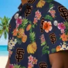 San Francisco Giants Hawaiian Shirt - Hibiscus And Fruit Navy Blue Aloha Shirt
