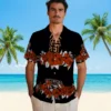San Francisco Giants Hawaiian Shirt - Hibiscus Stripe Orange Black Aloha Shirt