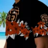San Francisco Giants Hawaiian Shirt - Hibiscus Stripe Orange Black Aloha Shirt