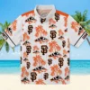 San Francisco Giants Hawaiian Shirt - Palm Island Print Orange White Aloha Shirt