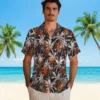 San Francisco Giants Hawaiian Shirt - Palm Pattern Orange Black Aloha Shirt