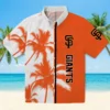 San Francisco Giants Hawaiian Shirt - Palm Trees Orange White Aloha Shirt