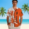 San Francisco Giants Hawaiian Shirt - Palm Trees Orange White Aloha Shirt