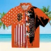 San Francisco Giants Hawaiian Shirt - Stitched Flag Orange Aloha Shirt