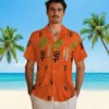 San Francisco Giants Hawaiian Shirt - Surfboard Palm Orange Aloha Shirt