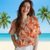 San Francisco Giants Hawaiian Shirt - Tropical Leaf Orange White Aloha Shirt