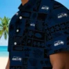 Seattle Seahawks Hawaiian Shirt - Tropical Patchwork Blue Black Aloha Shirt