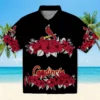 St. Louis Cardinals Hawaiian Shirt - Hibiscus Stripe Red Black Aloha Shirt