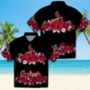 St. Louis Cardinals Hawaiian Shirt - Hibiscus Stripe Red Black Aloha Shirt