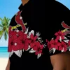 St. Louis Cardinals Hawaiian Shirt - Hibiscus Stripe Red Black Aloha Shirt