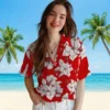 Tampa Bay Buccaneers Hawaiian Shirt - Hibiscus Blooms Red White Aloha Shirt