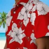 Tampa Bay Buccaneers Hawaiian Shirt - Hibiscus Blooms Red White Aloha Shirt
