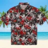 Tampa Bay Buccaneers Hawaiian Shirt - Palm Pattern Red Black Aloha Shirt