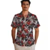 Tampa Bay Buccaneers Hawaiian Shirt - Palm Pattern Red Black Aloha Shirt