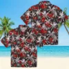 Tampa Bay Buccaneers Hawaiian Shirt - Palm Pattern Red Black Aloha Shirt