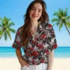 Tampa Bay Buccaneers Hawaiian Shirt - Palm Pattern Red Black Aloha Shirt