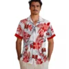 Tampa Bay Buccaneers Hawaiian Shirt - Patriotic Hibiscus Design Red White Aloha Shirt