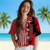 Tampa Bay Buccaneers Hawaiian Shirt - Stitched Flag Red Aloha Shirt