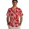 Tampa Bay Buccaneers Hawaiian Shirt - Tropical Leaf Red White Aloha Shirt