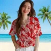Tampa Bay Buccaneers Hawaiian Shirt - Tropical Leaf Red White Aloha Shirt