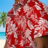 Tampa Bay Buccaneers Hawaiian Shirt - Tropical Leaf Red White Aloha Shirt