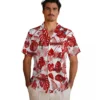 Tampa Bay Buccaneers Hawaiian Shirt - Tropical Plants Red White Aloha Shirt