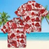 Tampa Bay Buccaneers Hawaiian Shirt - Tropical Plants Red White Aloha Shirt