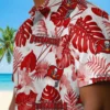 Tampa Bay Buccaneers Hawaiian Shirt - Tropical Plants Red White Aloha Shirt