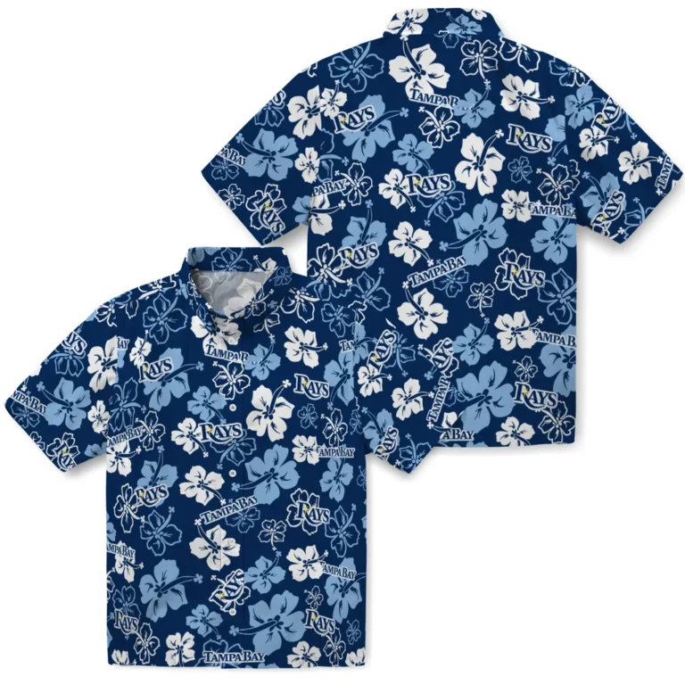 Tampa Rays Pattern Tampa Bay Rays Hawaiian Shirt - Tropical Floral Pattern Aloha Shirt ...