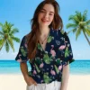 Tennessee Titans Hawaiian Shirt - Flamingo Leaf Motif Navy Aloha Shirt