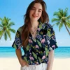 Tennessee Titans Hawaiian Shirt - Flamingo Leaves Navy Aloha Shirt