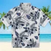 Tennessee Titans Hawaiian Shirt - Hibiscus Palm Leaves Navy White Aloha Shirt