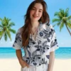 Tennessee Titans Hawaiian Shirt - Hibiscus Palm Leaves Navy White Aloha Shirt