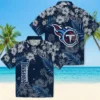 Tennessee Titans Hawaiian Shirt - Hibiscus Print Navy Aloha Shirt