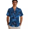 Tennessee Titans Hawaiian Shirt - Leafy Palms Navy Aloha Shirt