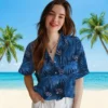 Tennessee Titans Hawaiian Shirt - Leafy Palms Navy Aloha Shirt
