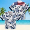 Tennessee Titans Hawaiian Shirt - Patriotic Hibiscus Design Navy White Aloha Shirt