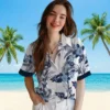 Tennessee Titans Hawaiian Shirt - Patriotic Hibiscus Design Navy White Aloha Shirt